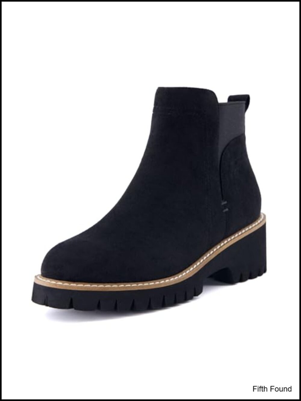 Chelsea Ankle Boots Pull-On Lug Sole Vegan Suede Womens